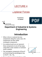 Coplanar Forces: Department of Industrial & Systems Engineering