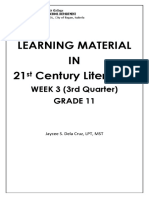 Learning Material IN 21 Century Literature: WEEK 3 (3rd Quarter) Grade 11