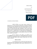 Modelo de Escrito Inicial de Demanda. Acción Plenaria de Posesión