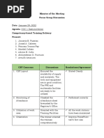 Minutes of The Meeting Focus Group Discussion