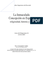 La Inmaculada Concepcion en Espana Religiosidad Historia y Arte Actas Del Simposium 14 Ix 2005 Tomo I