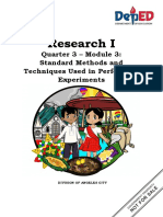 Research I: Quarter 3 - Module 3: Standard Methods and Techniques Used in Performing Experiments