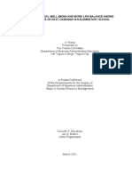 Psychological Well-Being and Work Life Balance Among Employees of East Cabangayan Elementary School