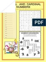 Ordinal and Cardinal Numbers Worksheet