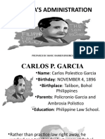 Garcia'S Administration: Prepared By: Marc Rainier Briones