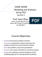 DSME 4020B Decision Modeling and Analytics: Spring 2022