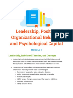 Leadership, Positive Organizational Behavior, and Psychological Capital