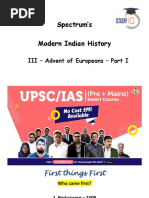 Spectrum Modern Indian History - Advent of Europeans Lecture 3 Part-1 (In English)