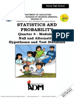 Statistics and Probability: Quarter 4 - Module 2 Null and Alternative Hypotheses and Test Statistics