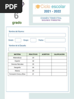 Examen Trimestral Sexto Grado Segundo Trimestre