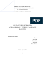 Contraste Entre La Literatura Latinoamericana y Venezolana Mediante en Cuento