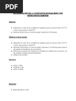 Determinacion de Una Constante de Equilibrio Lab Practice