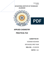 Applied Chemistry Practical File: DR B.R. Ambedkar National Institute of Technology Jalandhar