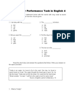 First Quarter Performance Task in English 4