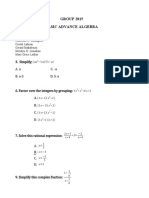 GROUP 2015 Basic Advance Algebra: 3. Simplify A. A C. - A B. A-5 D. 5-A