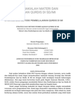 Kumpulan Makalah Materi Dan Pembelajaran Qurdis Di SD - Mi - Strategi Dan Metode Pembelajaran Qurdis Di Mi