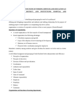 Organization and Functions of Nursing Services and Education at National, State, District, and Institutions: Hospital and Community Definition