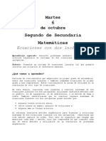 Segundo de Secundaria Matemáticas: Ecuaciones Con Dos Incógnitas