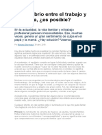 El Equilibrio Entre El Trabajo y La Familia