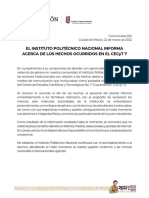 C - 020 EL INSTITUTO POLITÉCNICO NACIONAL INFORMA ACERCA DE LOS HECHOS OCURRIDOS EN EL CECyT 7