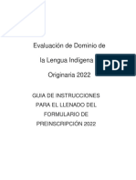 Guía para La Inscripción en El Proceso de Evaluación de Dominio de La Lengua Indígena U Originaria 2022