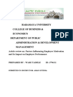 Haramaya University College of Business & Economics Department of Public Administration & Development Management