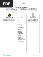 Physical Science Chemical vs. Physical Properties