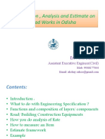 Specification, Analysis and Estimate On Road Works in Odisha