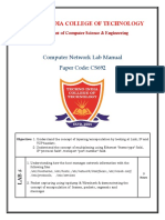 Techno India College of Technology: Computer Network Lab Manual Paper Code: CS692