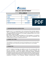 English Department Syllabus: Subject Code ING 250 Credits 3 Pre-Requisite ING 250 Year - 2020 Contact Hours 48 Hours