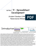 Unit 9 Spreadsheet Development Assignment 1