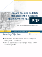 Record Keeping and Data Management in Research - Qualitative and Quantitative