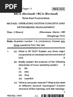 MCA (Revised) / BCA (Revised) : Term-End Examination Mcs-022: Operating System Concepts and Networking Management