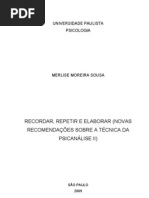 Recordar, Repetir e Elaborar (Novos Recomendações Sobre A Técnica Da Psicanálise II)