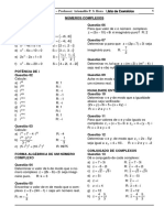 Números Complexos Lista de Exercícios