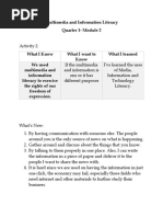 Multimedia and Information Literacy Quarter 1-Module 2