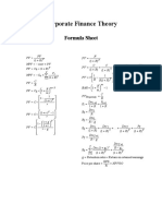 Corporate Finance Theory: Formula Sheet