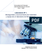 Laboratorio 1. Bioseguridad y Reconocimiento de Materiales y Equipo de Un Laboratorio de Microbiología.