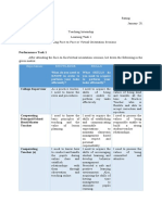 Performance Task 1: Expectations Knowledge Skills Values