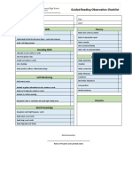 Guided Reading Observation Checklist