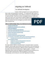 Steps in Epidemic Investigation