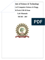 Adina Institute of Science & Technology: Department of Computer Science & Engg. M.Tech CSE-II Sem Lab Manuals MCSE - 203