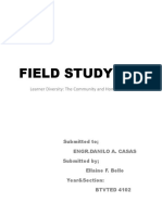 Field Study 1.4: Learner Diversity: The Community and Home Environment