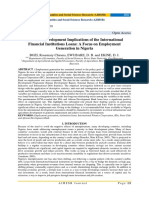 Economic Development Implications of The International Financial Institutions Loans: A Focus On Employment Generation in Nigeria