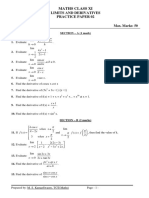 Maths Class Xi: Limits and Derivatives Practice Paper 02