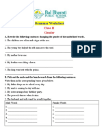 Grammar Worksheet: Class II Gender