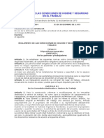 Reglamento de Las Condiciones de Higiene y Seguridad en El Trabajo