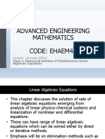 2.0 Numerical Solution of Simulteneous Linear Algebraic Equations