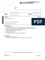 Cambridge IGCSE: PHYSICS 0625/63