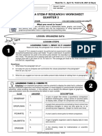 Sdo Laguna Stem-P Research I Worksheet Quarter 3: Lesson: Organizing Data